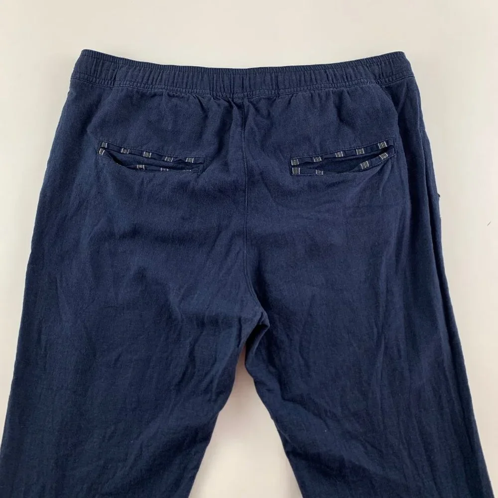 Roxy Navy Linen Blend Roll Cuff Lounge Pant M - Picture 5 of 7